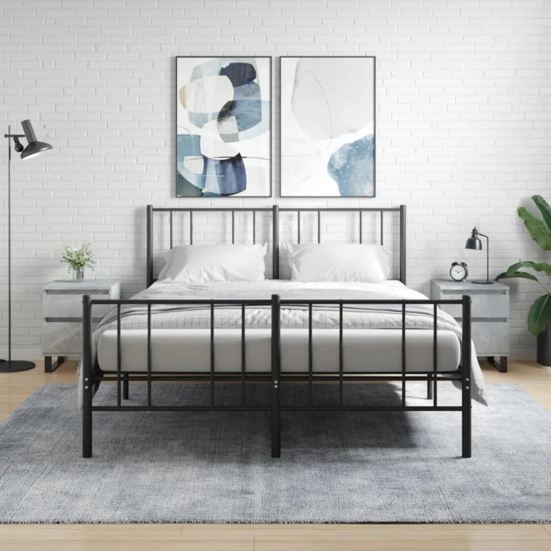 Sengeborde 2 stk. 40x35x50 cm - Betongrå konstrueret træ