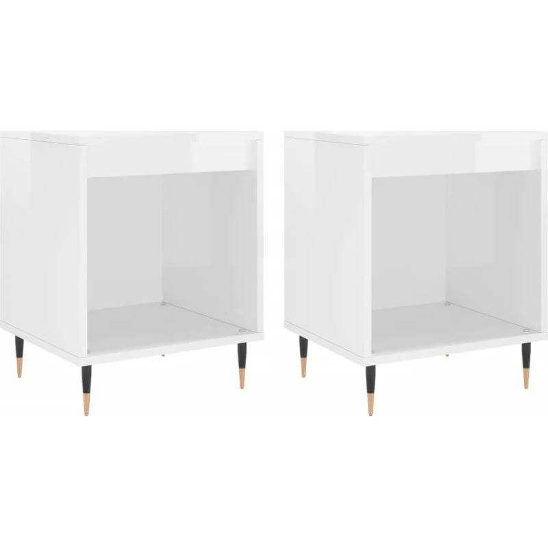 Sengeskabe 2 stk. 40x35x50 cm - hvid højglans