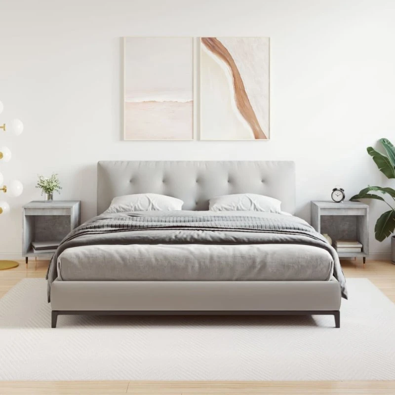 Sengeborde 2 stk. 40x35x50 cm konstrueret træ – betongrå