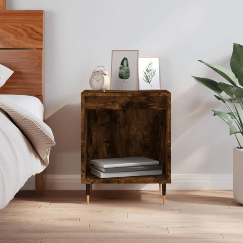 Sengebord i konstrueret træ 40×35×50 cm – røget egetræ