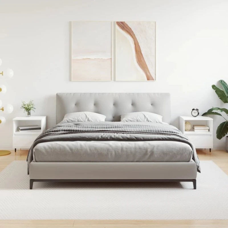 Sengeborde 2 stk. 40x35x50 cm – hvidt konstrueret træ