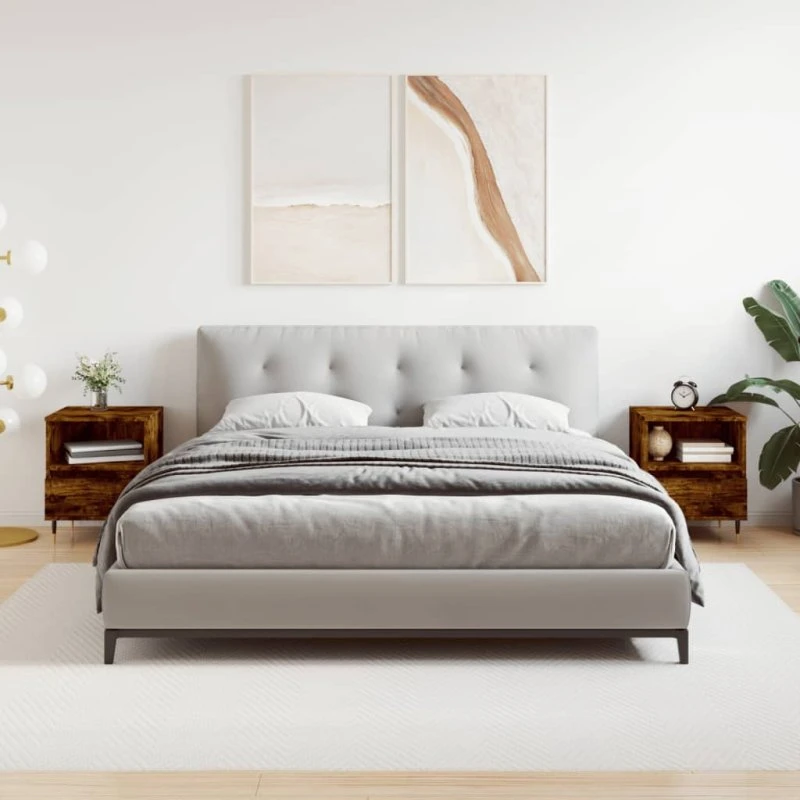 Sengeborde 2 stk. 40x35x50 cm – røget egetræ