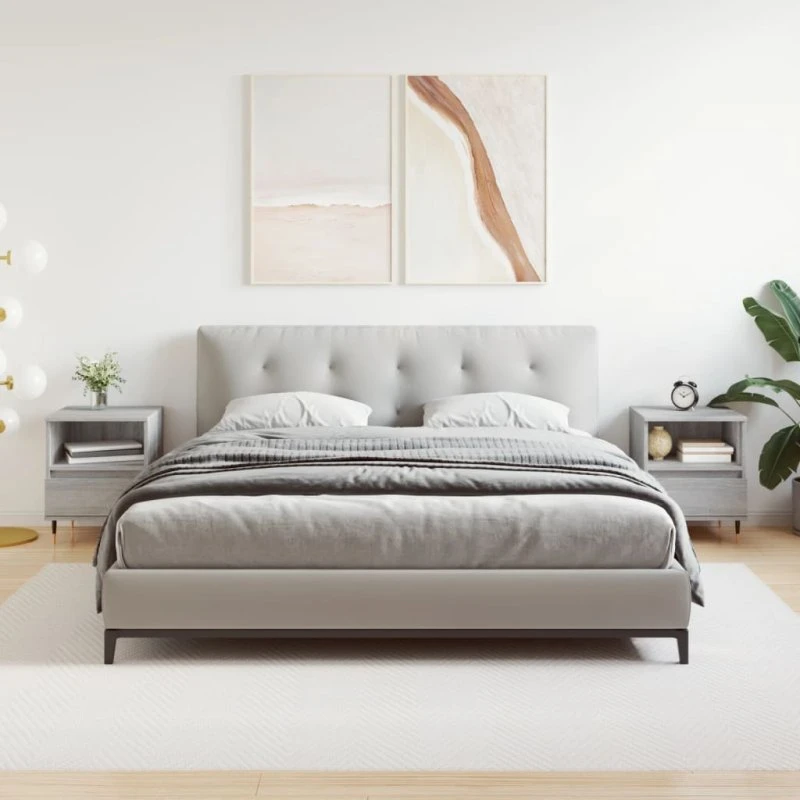 Sengeborde 2 stk. 40x35x50 cm - Sonoma-eg grå