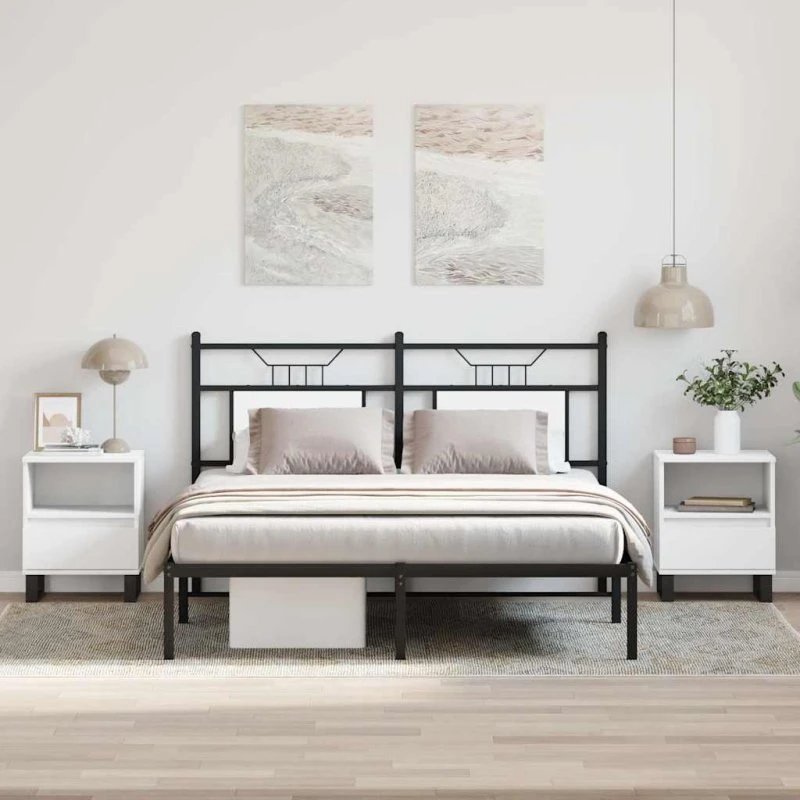 Sengeborde 2 stk. 40x35x50 cm hvidt konstrueret træ