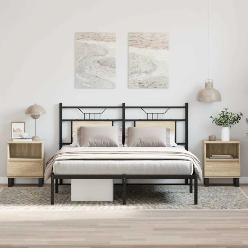 Sengeborde 2 stk. 40x35x50 cm i sonoma-eg (konstrueret træ)