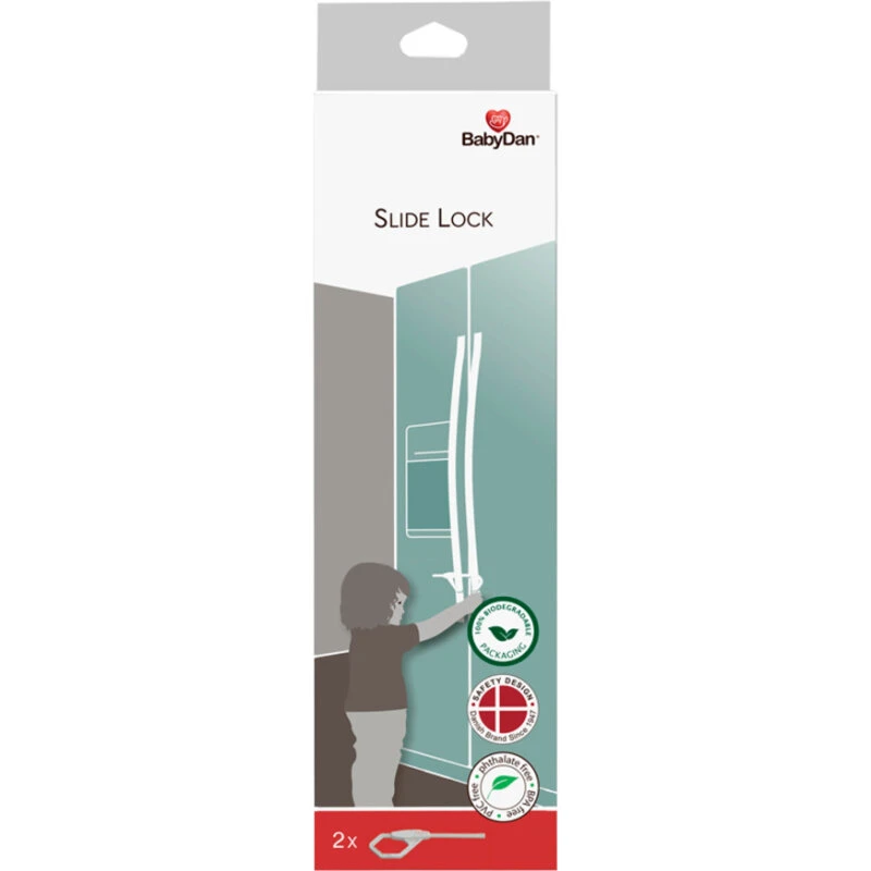 BabyDan Slide Lock - Skydelås til låger, 2 stk.