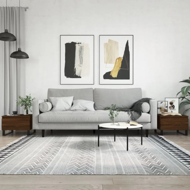 Sofaborde 2 stk. 50x46x35 cm - Brun egetræsfarve