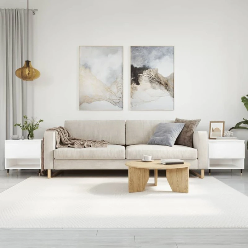 Sofaborde 2 stk. 50x46x50 cm – Hvid højglans, konstrueret træ