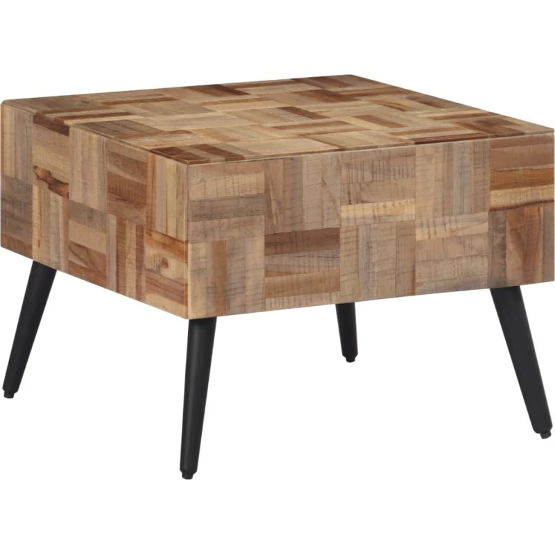 Sofabord 55x55x40 cm i massivt genbrugsteak (grå)