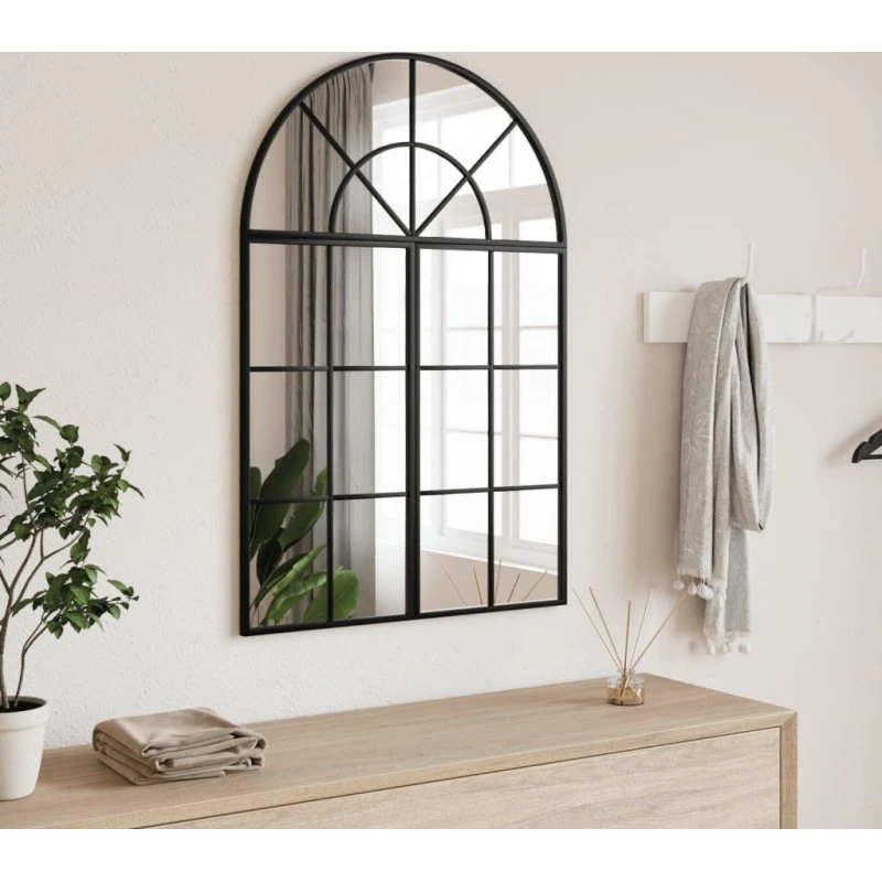 Vægspejl 60x90 cm buet sort jernramme