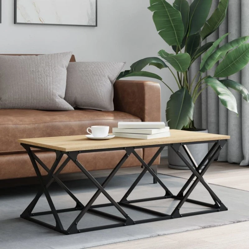 Sofabord 100x49x40 cm - Sonoma-eg, konstrueret træ & metal