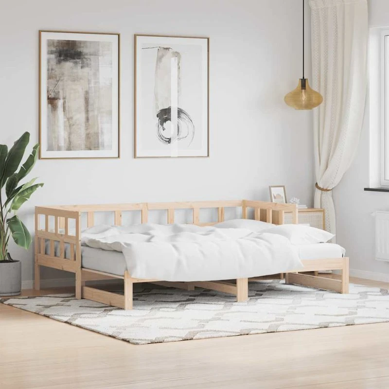 Daybed med udtræk 80x200 cm i massivt fyrretræ