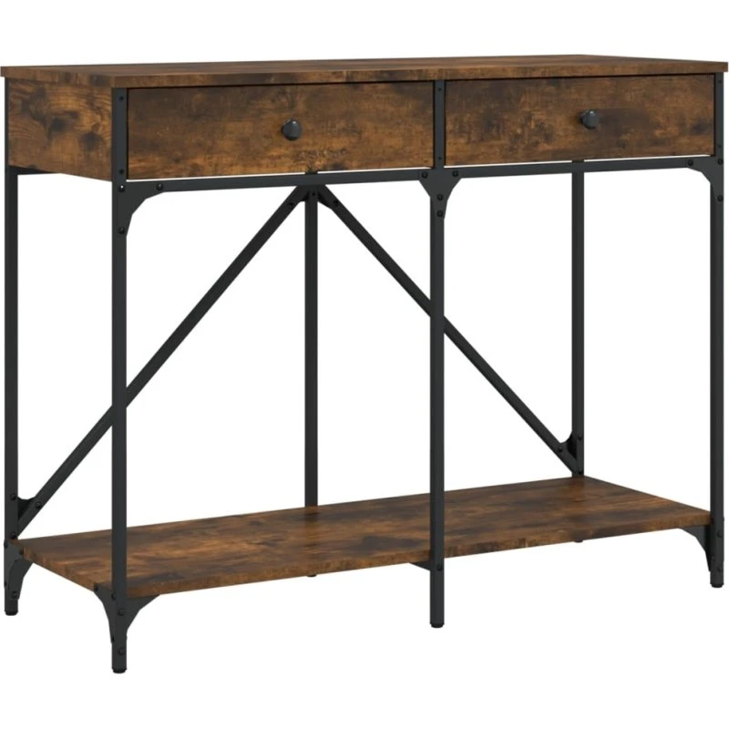 Konsolbord 100x39x78,5 cm i røget egetræ & stål