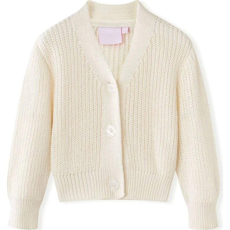 Strikket børnecardigan str. 92 - snehvid