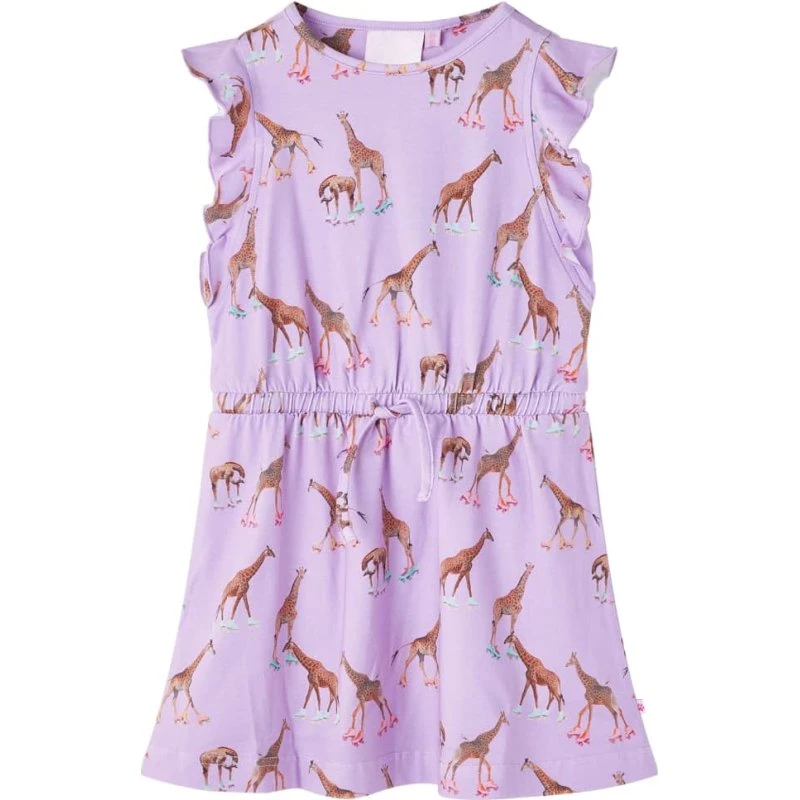 Lilla kjole til børn str. 140 med flæseærmer og snøre