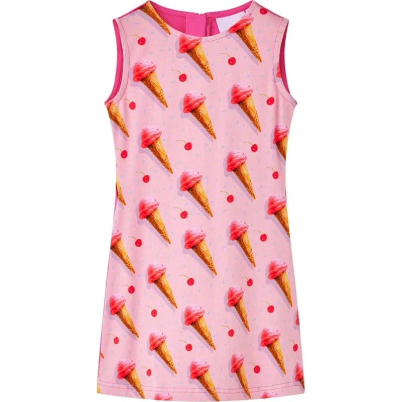 Lyserød kjole til børn str. 104 - ærmeløs, rund hals