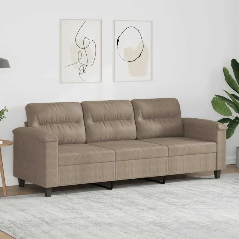 3-personers sofa 180 cm i mikrofiber – gråbrun