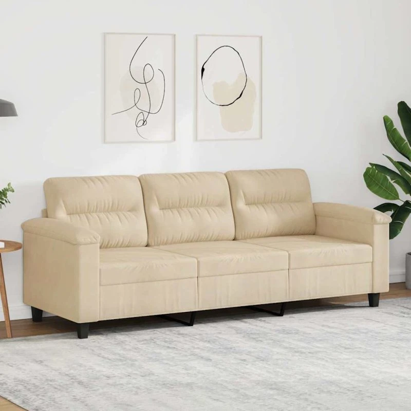 3-personers sofa 180 cm i creme mikrofiber