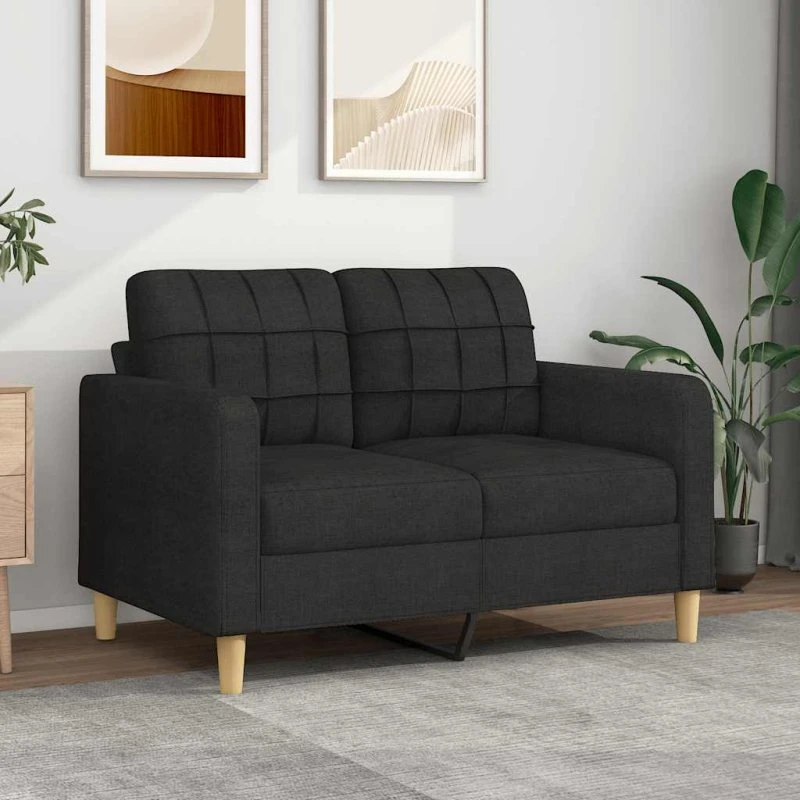 2-personers sofa 120 cm i sort stof – robust og komfortabel
