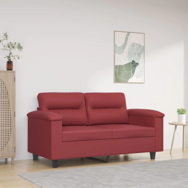 Vinrød 2-personers sofa 120 cm i kunstlæder