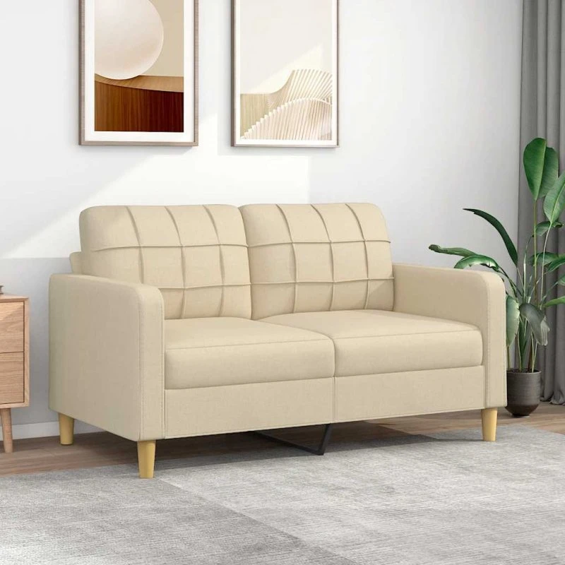 2-personers sofa 140 cm i creme stof - komfortabel