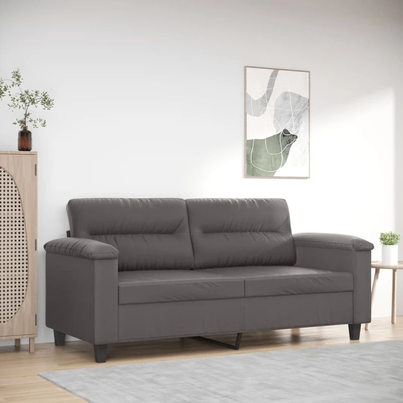 2-personers sofa 140 cm i gråt kunstlæder