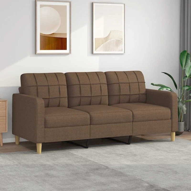 3-personers sofa 180 cm i brun stof