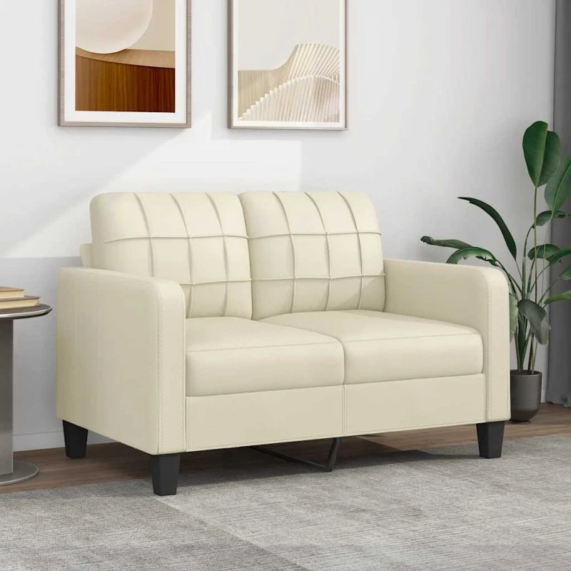 2-personers sofa 120 cm - creme kunstlæder