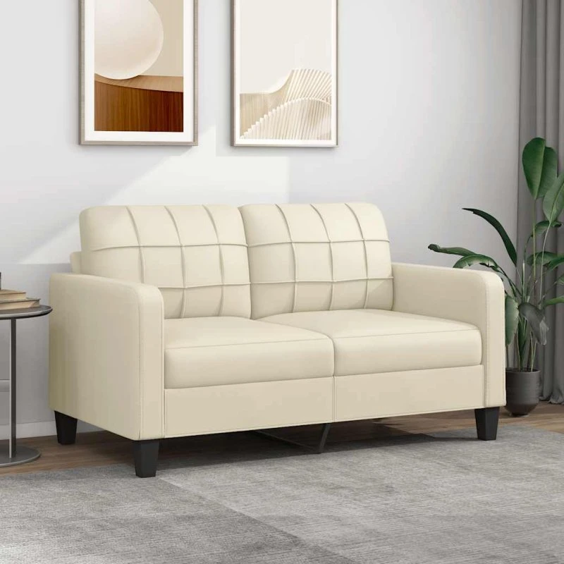 2-personers sofa 140 cm i creme kunstlæder