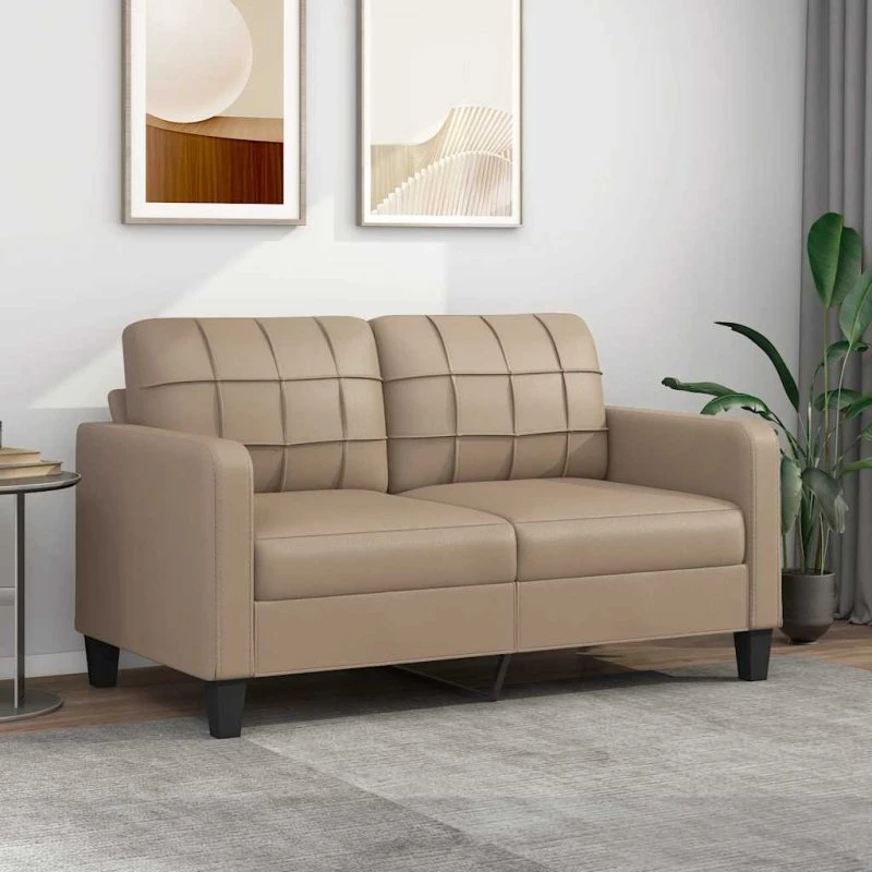 2-personers sofa 140 cm i kunstlæder - Cappuccino