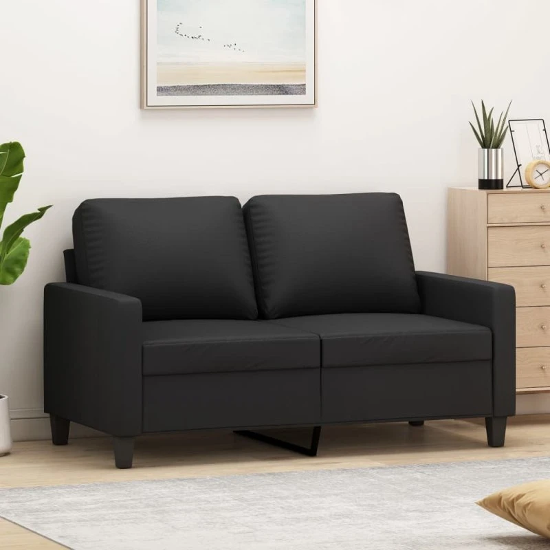 2-personers sofa 120 cm kunstlæder - sort
