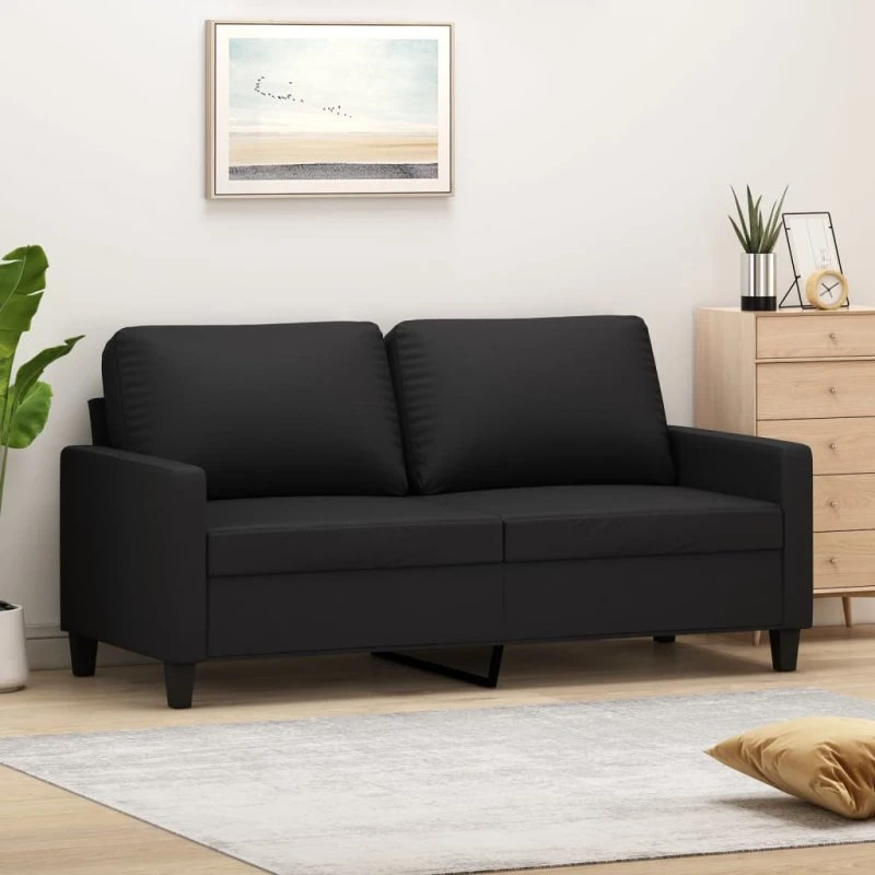 vidaXL 2-personers sofa 140 cm i sort kunstlæder