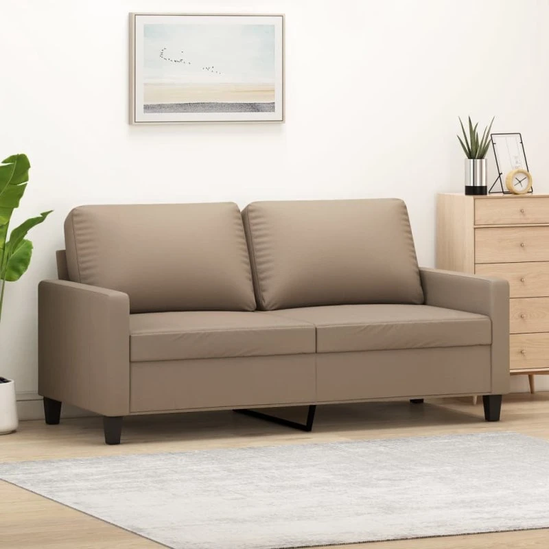 2-personers sofa 140 cm i kunstlæder – Cappuccino