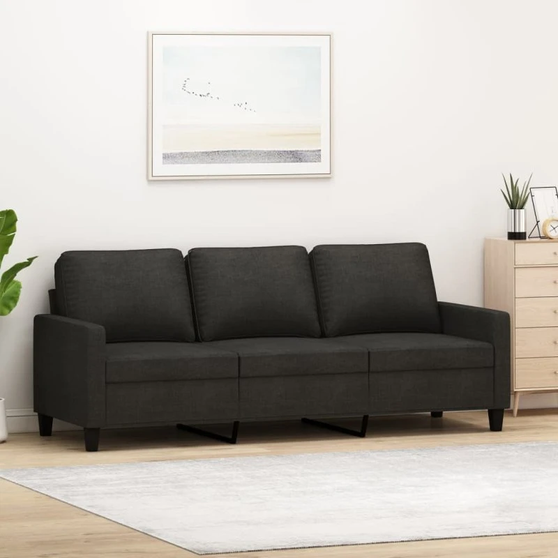3-personers sofa 180 cm i sort stof