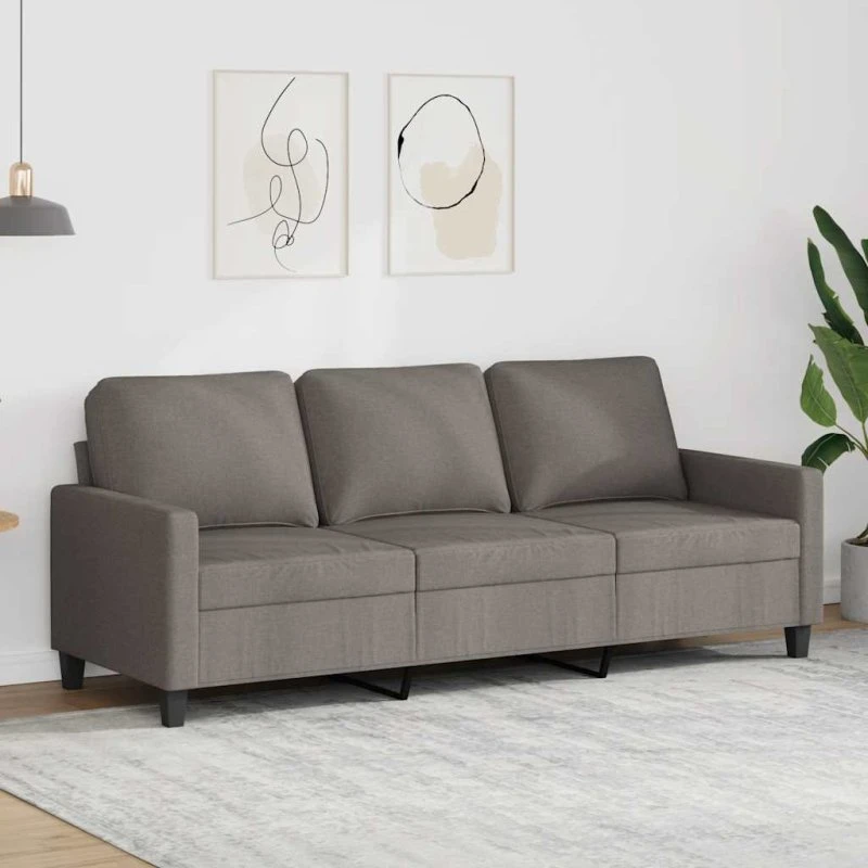 3-personers sofa 180 cm stof gråbrun – komfort og robust