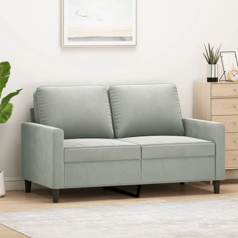 2-personers veloursofa 120 cm lysegrå