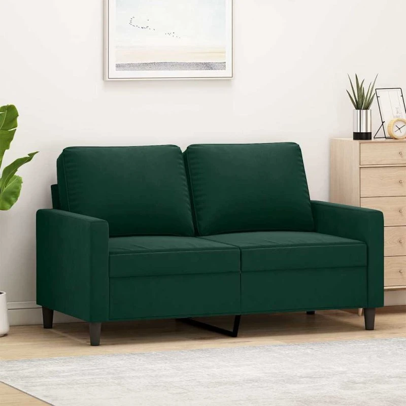 2-personers sofa 120 cm i mørkegrøn fløjl