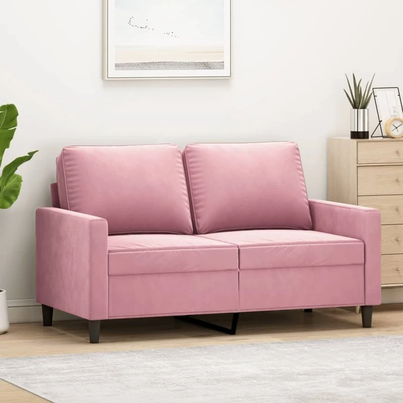 2-personers sofa 120 cm i fløjl - lyserød