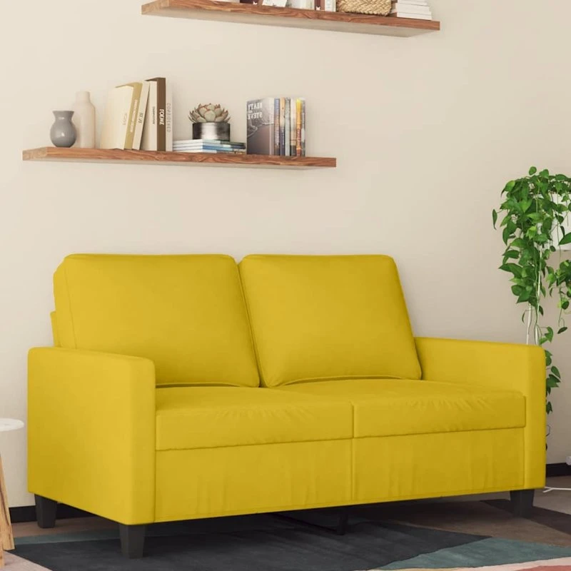 2-personers fløjlsofa 120 cm – gul