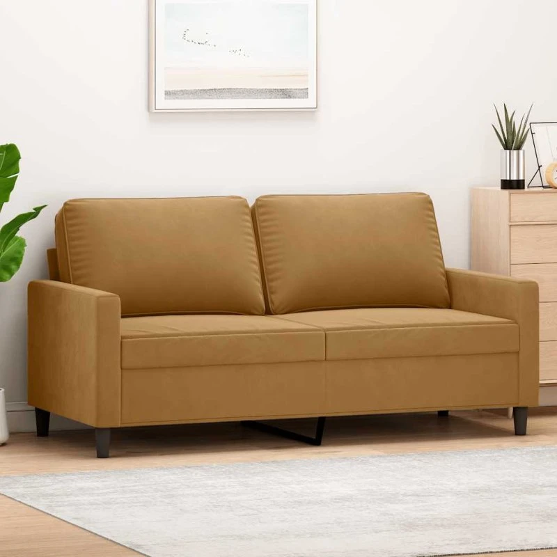 2-personers fløjlssofa 140 cm – brun