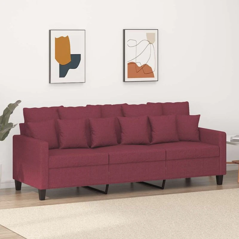 3-personers sofa 180 cm - vinrød stof