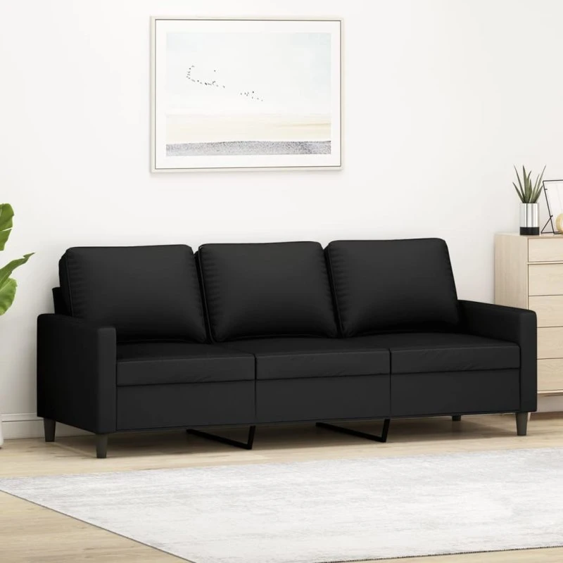 3-personers velour sofa 180 cm - sort