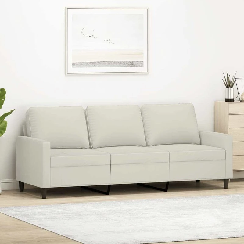 3-personers sofa 180 cm i fløjl – creme