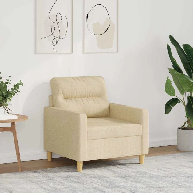 Lænestol 60 cm i creme stof med metalstel