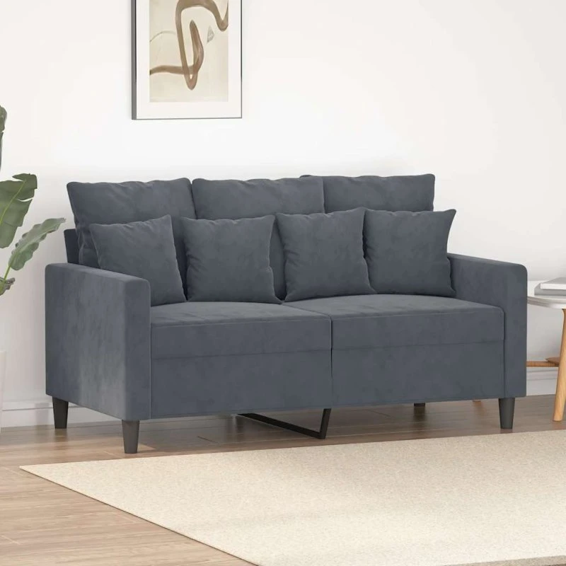 Velour 2-personers sofa 120 cm mørkegrå