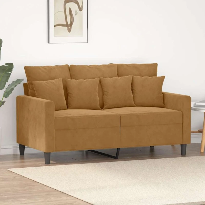 2-personers fløjlssofa 120 cm - brun