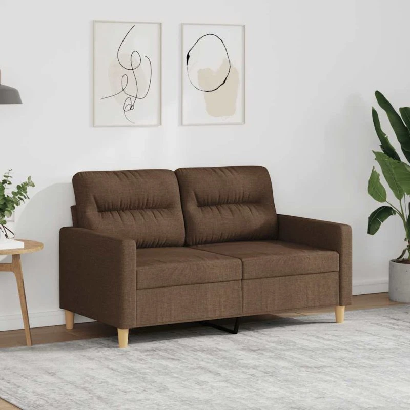 2-personers sofa 120 cm brun stof – kompakt og komfortabel