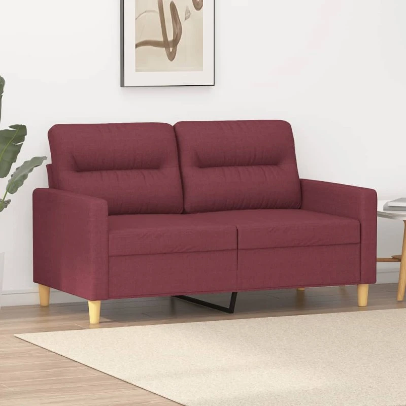 2-personers sofa 120 cm i vinrødt stof
