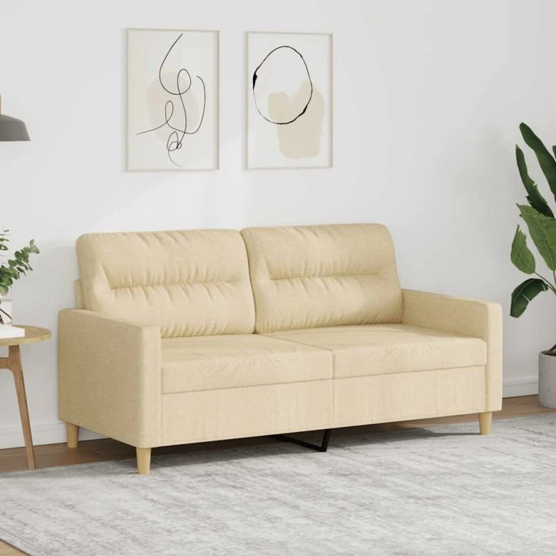 2-personers sofa 140 cm i creme stof - robust metalstel