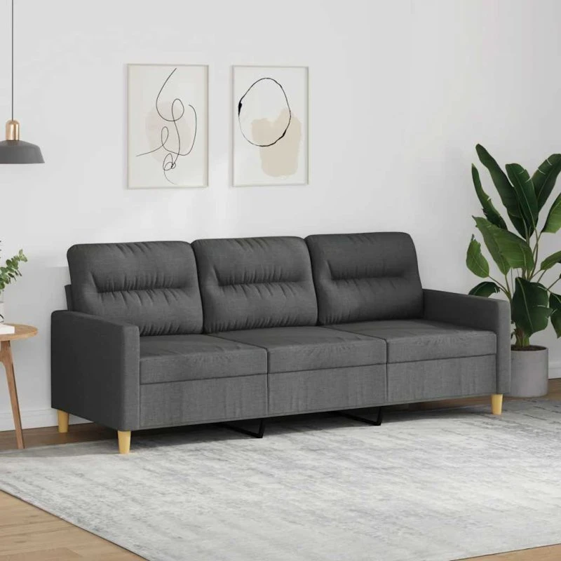 3-personers sofa 180 cm stof mørkegrå